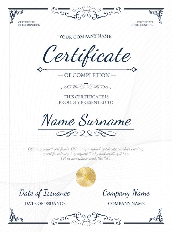 花瓣素材_经典蓝色商务荣誉证书奖状_194203102